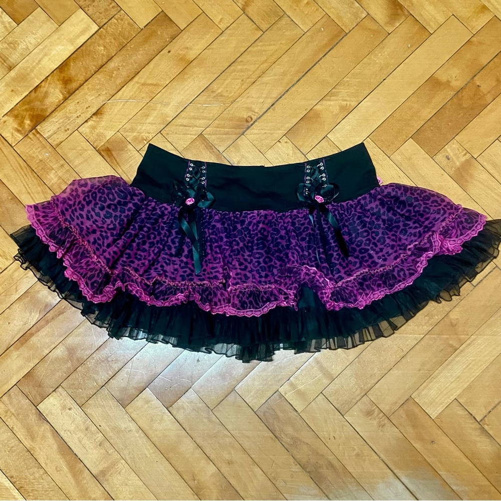 Tripp NYC Pink and Black Leopard Mini Skirt